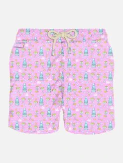 MC2 Saint Barth Man Light Fabric Swim Shorts With Gin Mare Print | GIN MARE SPECIAL EDITION