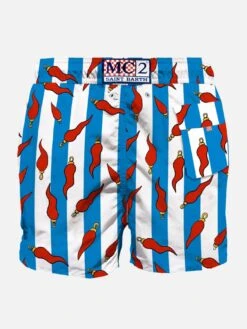 Mid-length Swim Shorts With Lucky Charms Print 5 Mid-length Swim Shorts With Lucky Charms Print -Swimwear Family 45678 0000 back chilli pepper striped blue lucky swimshort man