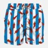 Mid-length Swim Shorts With Lucky Charms Print -Swimwear Family 45678 0000 back chilli pepper striped blue lucky swimshort man2