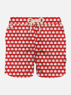 Man Light Fabric Swim Shorts With 500 Car Print | FIAT© 500 SPECIAL EDITION