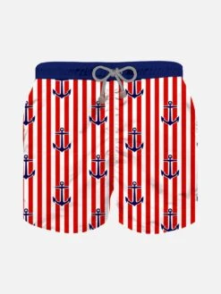 Boy Classic Swim Shorts With Anchor Print