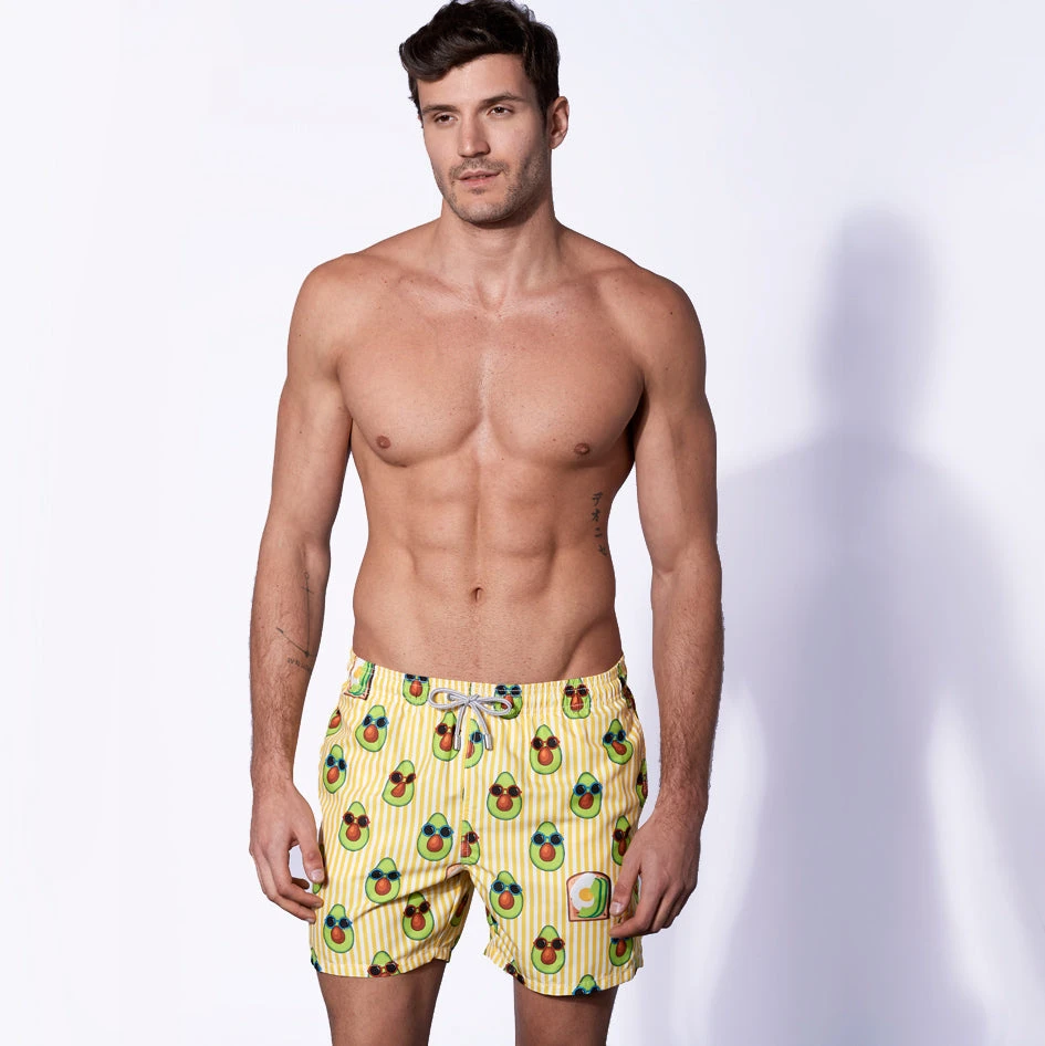 Mid-length Swim Shorts Avocado Toast Striped Print 7 Mid-length Swim Shorts Avocado Toast Striped Print - Image 5