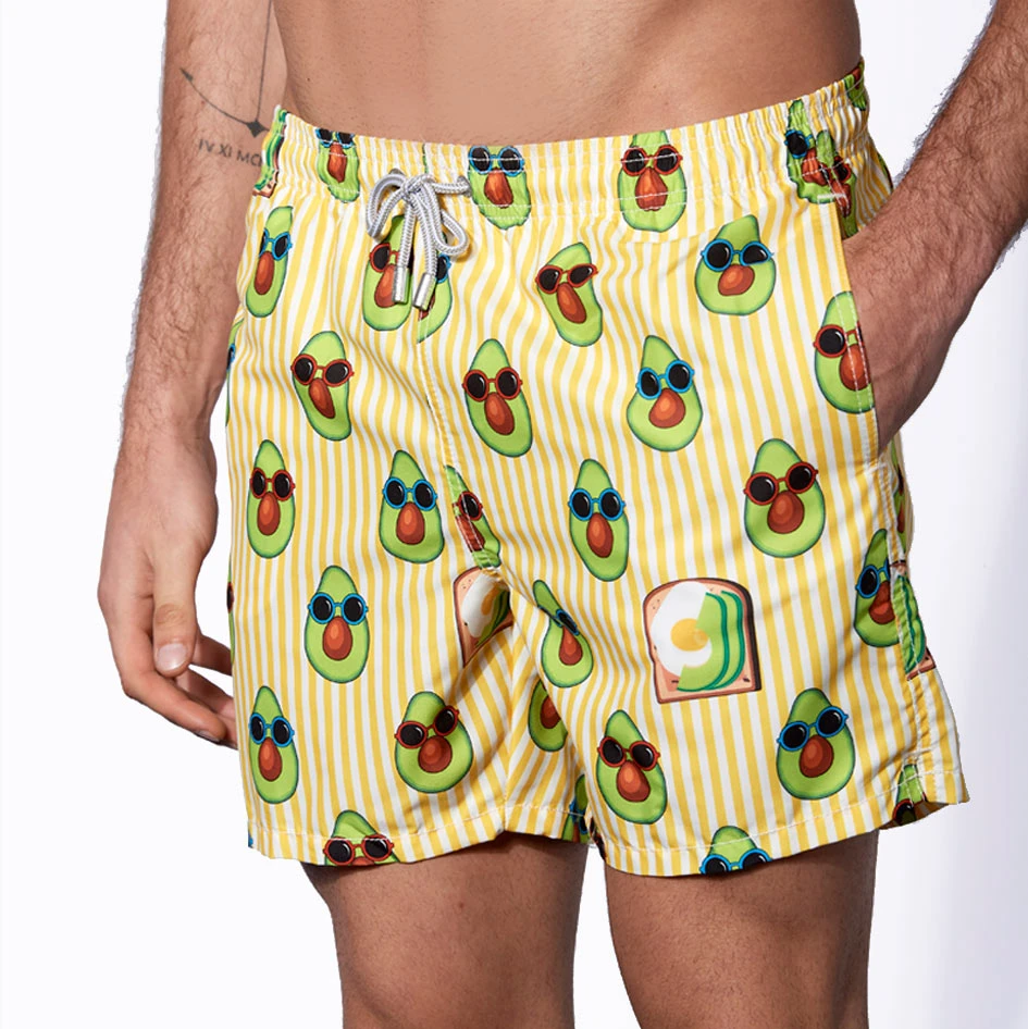 Mid-length Swim Shorts Avocado Toast Striped Print 6 Mid-length Swim Shorts Avocado Toast Striped Print - Image 4