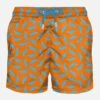 Light Fabric Man Swim Shorts With Crocodile Print -Swimwear Family back crocodile orange fluo blue swimshort man