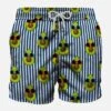 Blue Striped Mid-length Swim Shorts Avocado Print -Swimwear Family back swimshort avocado striped