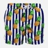 Striped Swim Shorts With Pineapple Print -Swimwear Family back swimshort man pineapple stripes