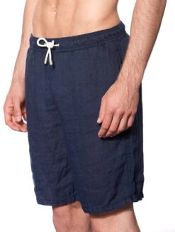 Blue Linen Long Swim Short -Swimwear Family bermuda in lino blu navy