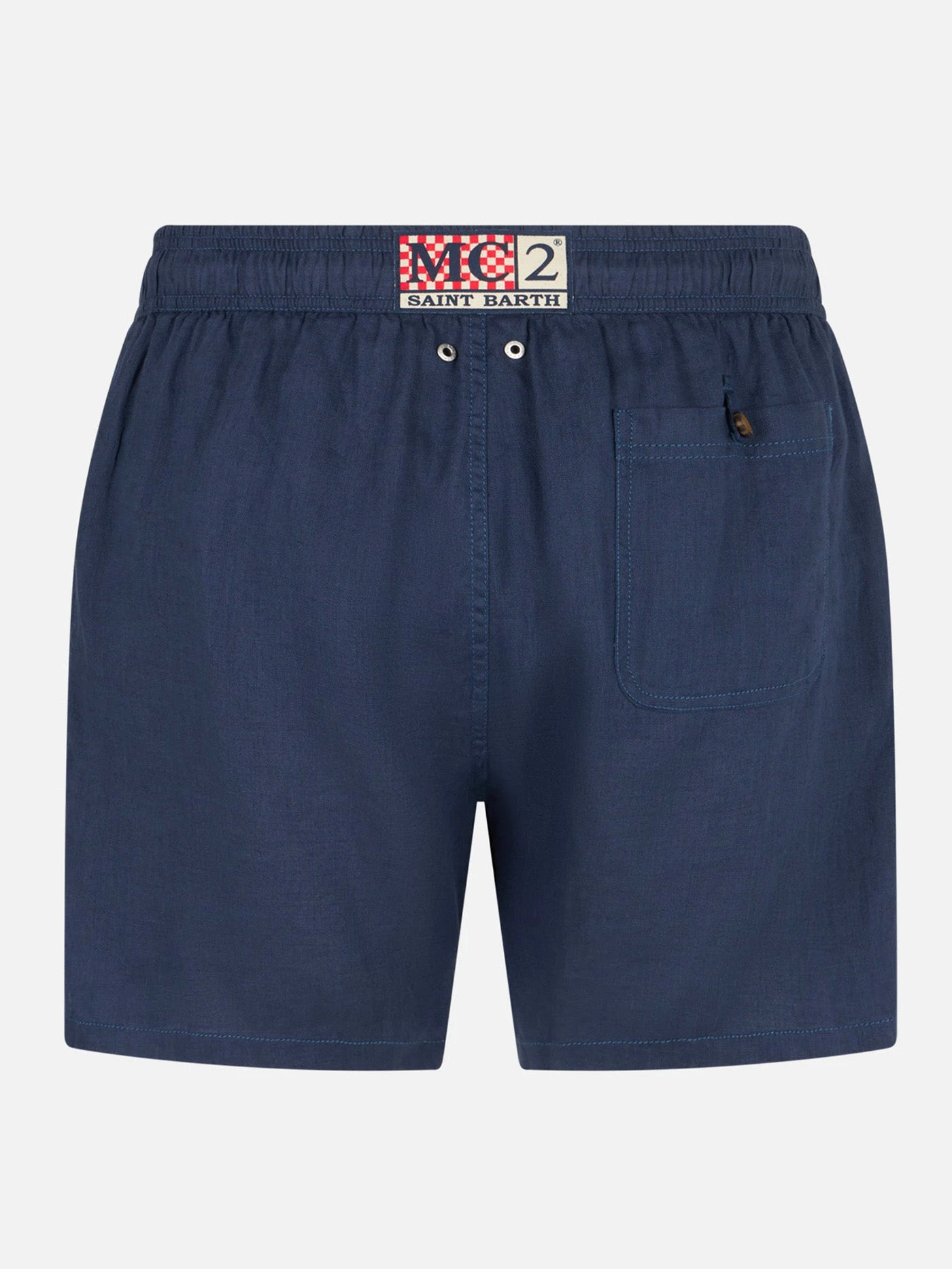 MC2 Saint Barth Blue Navy Man Linen Swim Short 4 MC2 Saint Barth Blue Navy Man Linen Swim Short - Image 2