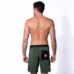 Military Green Swim Shorts With Contrast Lateral Band 17 Military Green Swim Shorts With Contrast Lateral Band -Swimwear Family boardshort tecnical swimshort