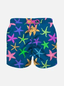 MC2 Saint Barth Boy Swim Shorts With Multicolor Starfish Print