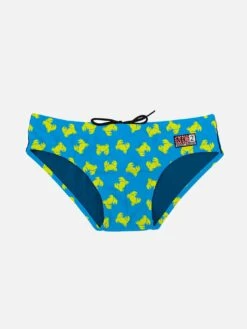 Yellow Fluo Crabs Boy Swim Briefs