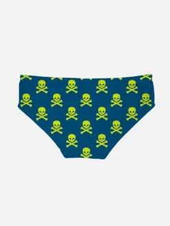 Yellow Fluo Skulls Boy Swim Briefs -Swimwear Family boy swim briefs pirats 02