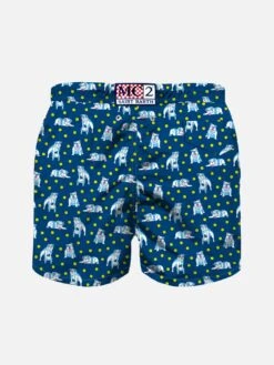 Boy Light Fabric Swim Shorts With Dog Print -Swimwear Family boy swimshort boy english bulldog 2