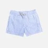 Boy Cotton Swim Shorts With Gingham Print