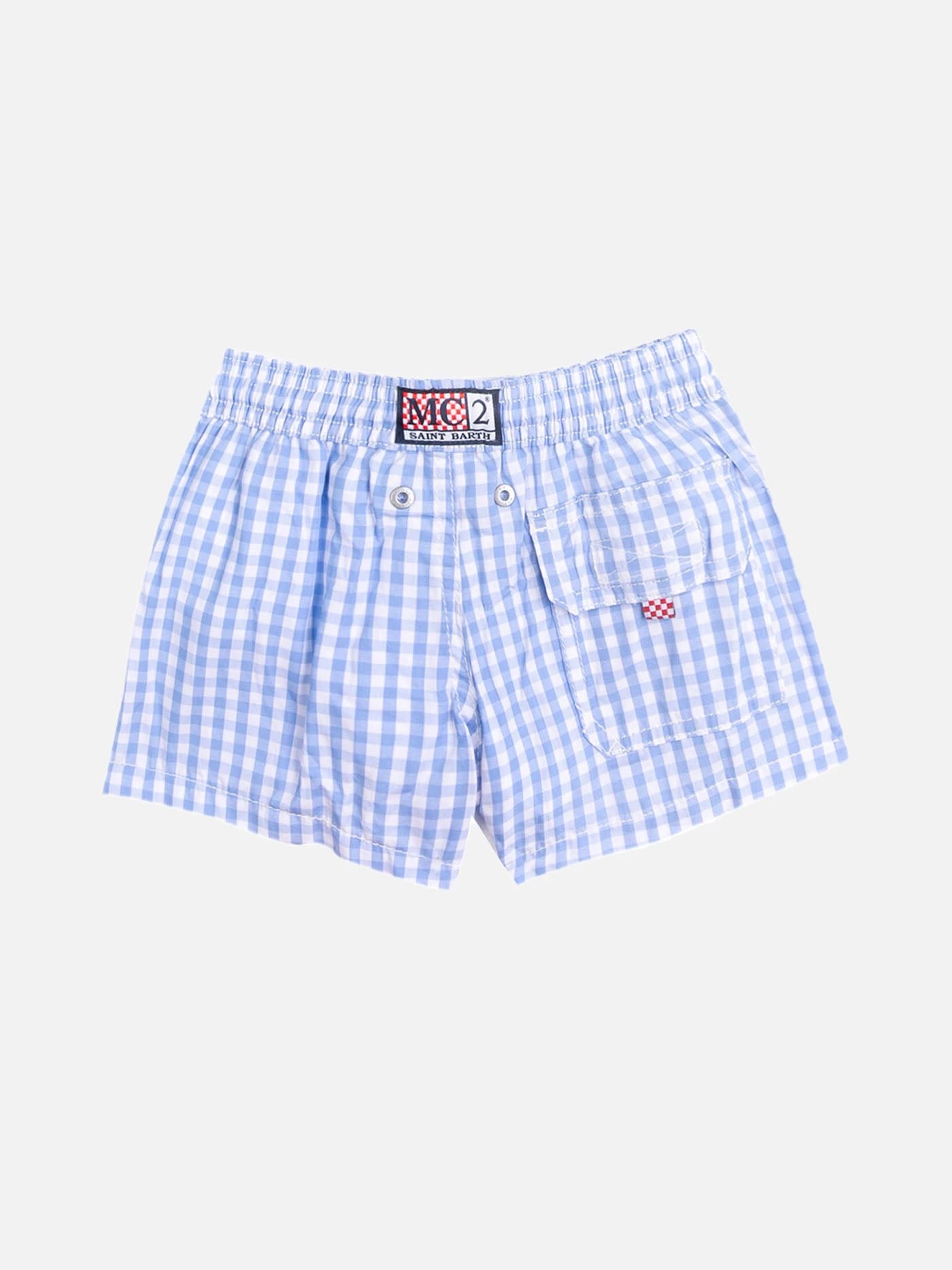 Boy Cotton Swim Shorts With Gingham Print 4 Boy Cotton Swim Shorts With Gingham Print - Image 2