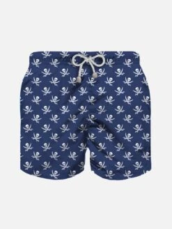 Boy Swim Shorts With Pirate Skulls Print