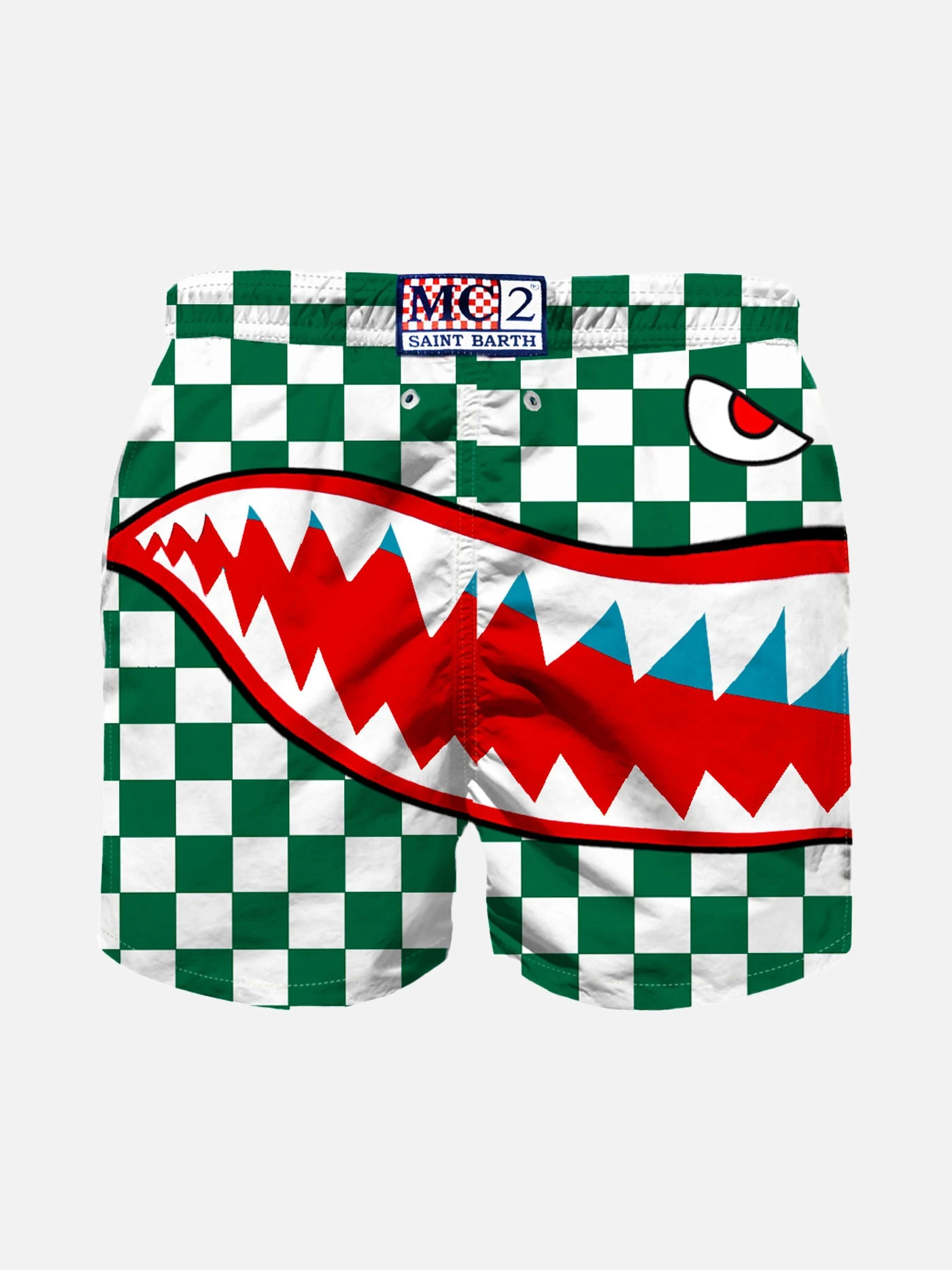 MC2 Saint Barth Boy Swim Shorts With Shark And Check Print 4 MC2 Saint Barth Boy Swim Shorts With Shark And Check Print - Image 2
