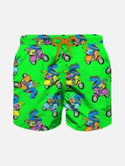 MC2 Saint Barth Boy Swim Shorts With Multicolor Rider T-rex