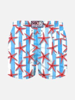 MC2 Saint Barth Boy Swim Shorts With Starfish Print 4 MC2 Saint Barth Boy Swim Shorts With Starfish Print -Swimwear Family boy swimshorts lightblue white starfish 2