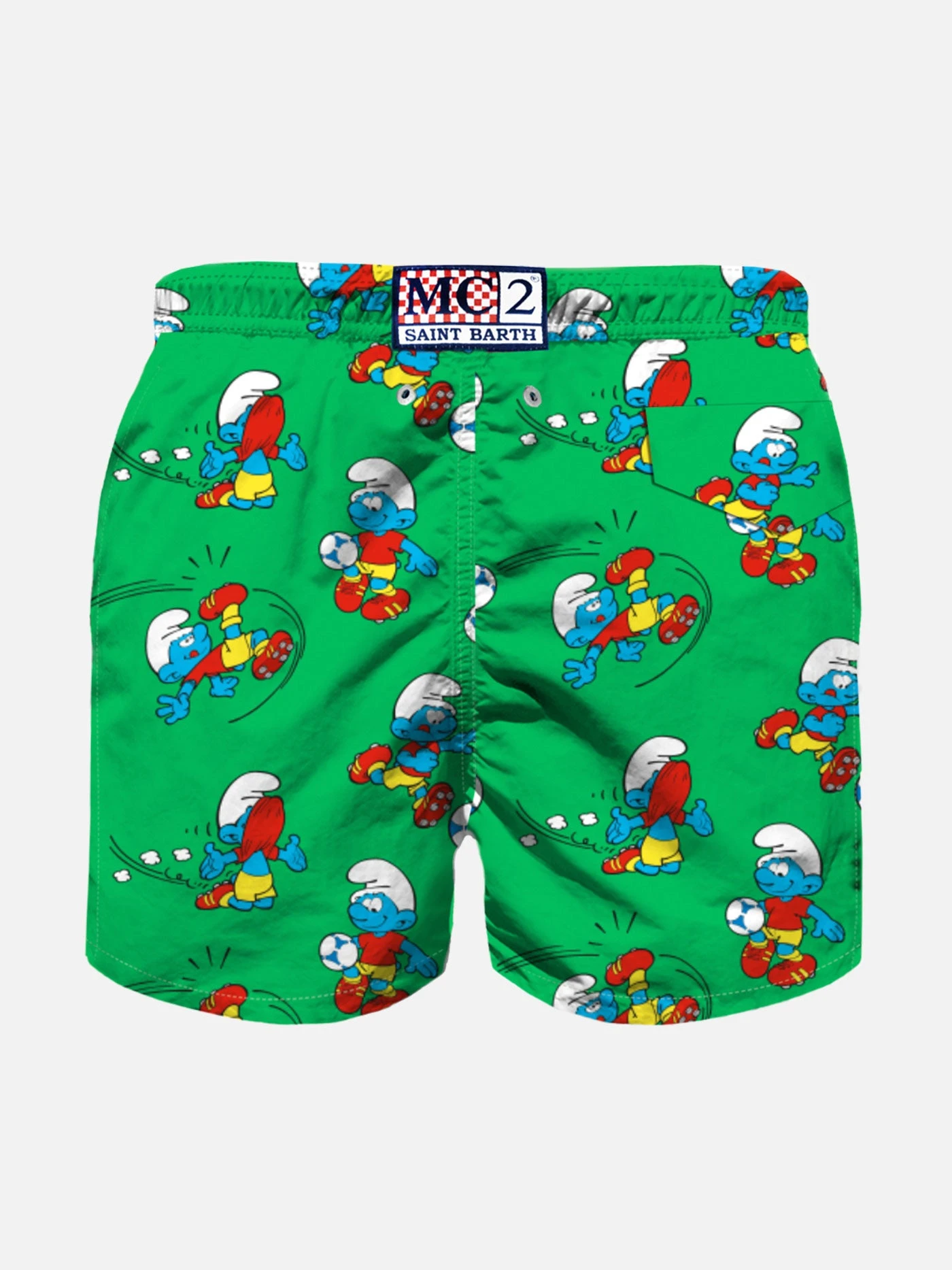 MC2 Saint Barth Boy Swim Shorts With Soccer Smurf Print | THE SMURFS SPECIAL EDITION 4 MC2 Saint Barth Boy Swim Shorts With Soccer Smurf Print | THE SMURFS SPECIAL EDITION - Image 2