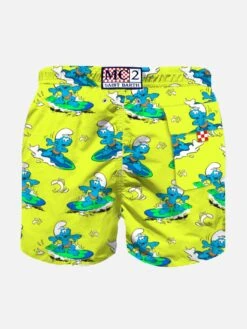 MC2 Saint Barth Boy Swim Shorts With Surfer Smurf Print | THE SMURFS SPECIAL EDITION -Swimwear Family boy swimshorts surf smurf