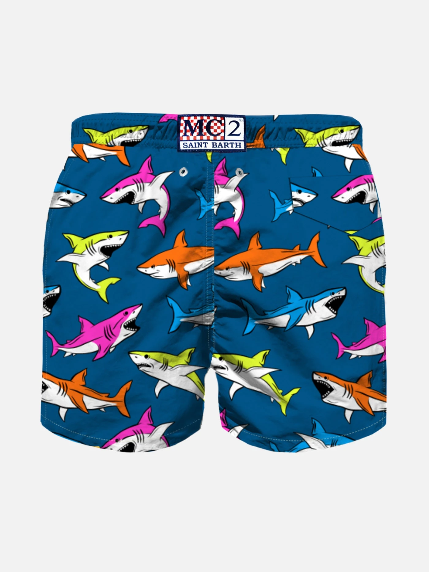 MC2 Saint Barth Boy Swim Shorts With Multicolor Sharks Print 4 MC2 Saint Barth Boy Swim Shorts With Multicolor Sharks Print - Image 2