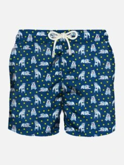 Light Fabric Man Swim Shorts English Bulldog Print
