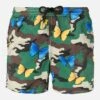 Light Fabric Man Swim Shorts Butterfly And Camouflage Print