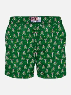 MC2 Saint Barth Man Light Fabric Swim Shorts With Cyclist Print -Swimwear Family by bike swimshorts back