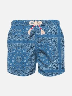MC2 Saint Barth Boy Swim Shorts With Denim Bandanna Print