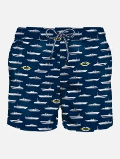 Light Fabric Man Swim Shorts Yacht Print