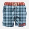 Man Swim Shorts Gingham Print With Pocket -Swimwear Family costume bluette old school tattoo uomo 0000 back swimshort man vichy blue red