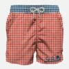 Man Swim Shorts Gingham Print And Pocket -Swimwear Family costume bluette old school tattoo uomo 0000 costume vichy rosso blu uomo mc2