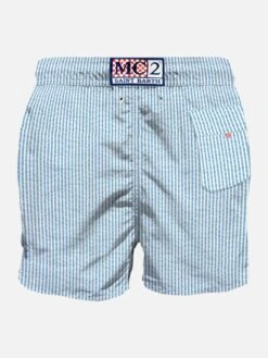 Light-blue Man Swim Shorts With Pocket -Swimwear Family costume bluette old school tattoo uomo 0001 costume uomo righe azzurro mc2