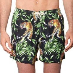 Man Light Fabric Swim Shorts With Tiger Print 11 Man Light Fabric Swim Shorts With Tiger Print -Swimwear Family costume mare tigre tropicali