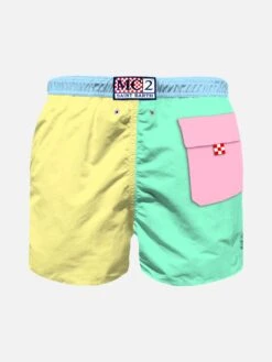 Pastel Color Boy's Swim Shorts With Embroidery -Swimwear Family costume multicolor pastello tasca rosa azzurro turchese 9656834e c533 4acf 833e 0faa3a661705