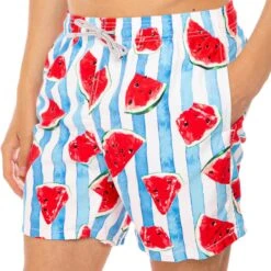 Mid-length Swim Shorts Watermelon Print -Swimwear Family costume uomo anguria