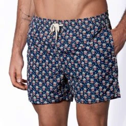 Man Light Fabric Swim Shorts With Pop Corn Print -Swimwear Family costume uomo popcorn