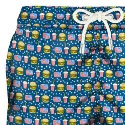 Light Fabric Man Swim Shorts Fast Food Print -Swimwear Family detail america