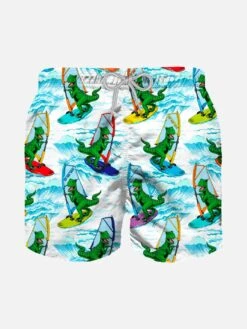 MC2 Saint Barth Boy Swim Shorts With Dinosaur Print