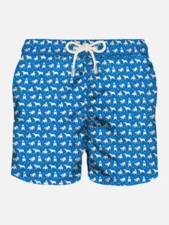 Light Fabric Man Swim Shorts Bull Terrier Print