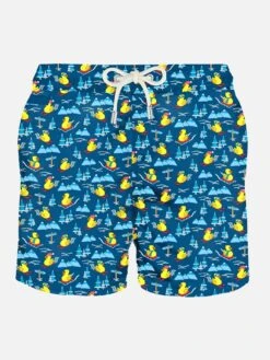 Light Fabric Man Swim Shorts Winter Ducky Print