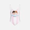 MC2 Saint Barth Girl Striped One Piece Swim Suit With Fiorucci Angels Print | FIORUCCI SPECIAL EDITION -Swimwear Family fiorucci one piece swimsuit 1