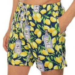 Man Classic Swim Shorts With Gin Lemon Print -Swimwear Family gin lemon costume saint barth