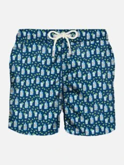 MC2 Saint Barth Man Light Fabric Swim Shorts With Gin Print | GIN MARE SPECIAL EDITION