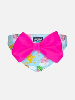 MC2 Saint Barth Girl Swim Briefs With Bear Print And Bow | CARE BEARS SPECIAL EDITION