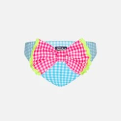 MC2 Saint Barth Girl Swim Briefs With Light Blue And White Vichy Print
