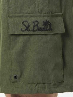 MC2 Saint Barth Man Military Green Comfort And Stretch Swim Shorts -Swimwear Family green comfort swimshorts man 3