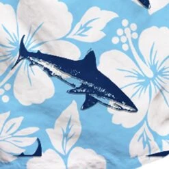 Sharks Velvet Print Mid-length Swim Shorts -Swimwear Family hawaii shark 1