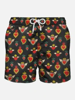 Light Fabric Man Swim Shorts Sacred Hearts Print